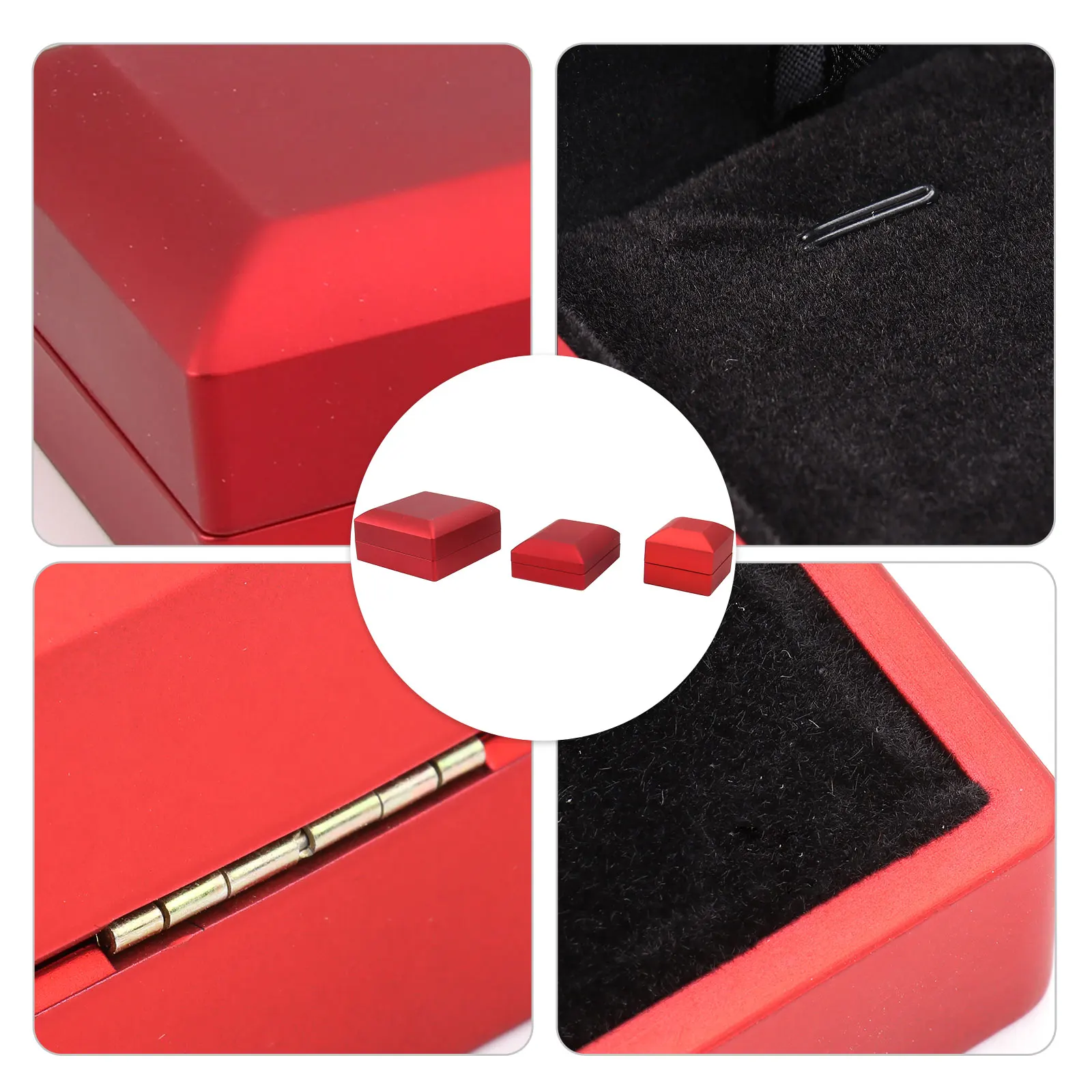 3Pcs LED Lighted Jewelry Box Ring Pendant Box Elegant Display Case Scratch Resistant Gift Bracelet Storage Case