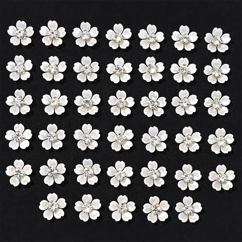 40 Stück Imitationsperlen, blumenförmige Strassknöpfe für Schmuckherstellung, dekorative Hut, Kleidung, DIY, Basteln, Nähzubehör – Detail 10