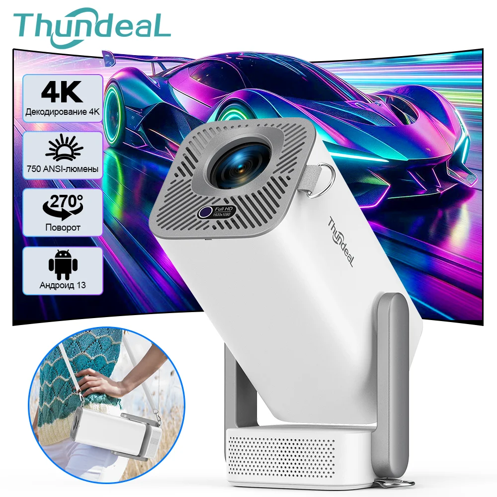 ThundeaL Mini LED Projector TD80Pro Full HD 1080P 2K 4K PK TD80 Android 13 Portable TD80 Pro Beam Projector Home Theater Cinema