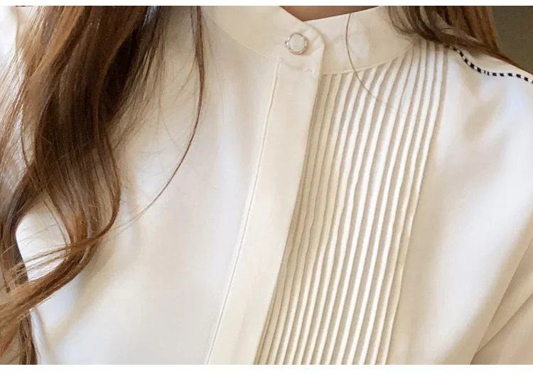 Long Sleeve Chiffon Blouse Shirt Tops Blouse Women Blusas Mujer De Moda 2024 Stand Collar Office Blouse Women Blouses Blusa E225