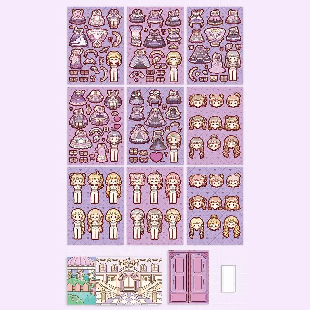 

Разноцветные декоративные наклейки для девочек, повседневная одежда, игра для снятия стресса, декоративные наклейки, бумажные наклейки для справочника для детей