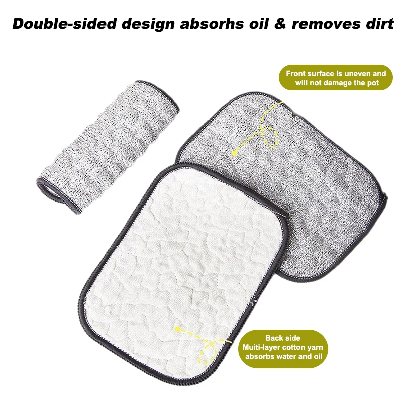 مسح الخرق أسلاك الفولاذ غسل القماش ستوكات أطباق غير عصا النفط المطبخ تنظيف الملابس مزدوجة الجانب قابلة لإعادة الاستخدام منشفة #3