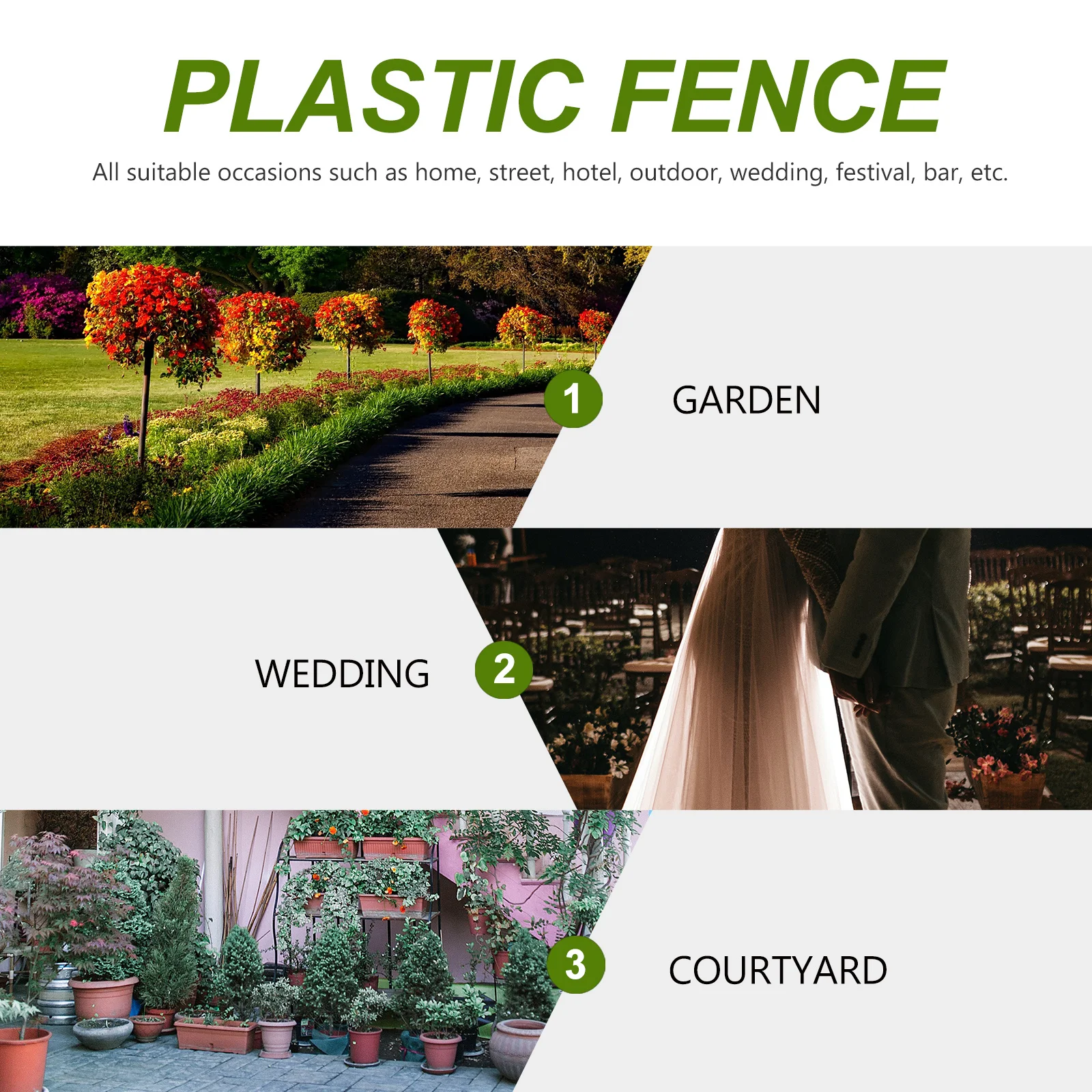 

4Pcs Plastic Fence Garden Decorative Landscape Fence for Yard Patio Border Ornament Outdoor Garden Edging Fencing