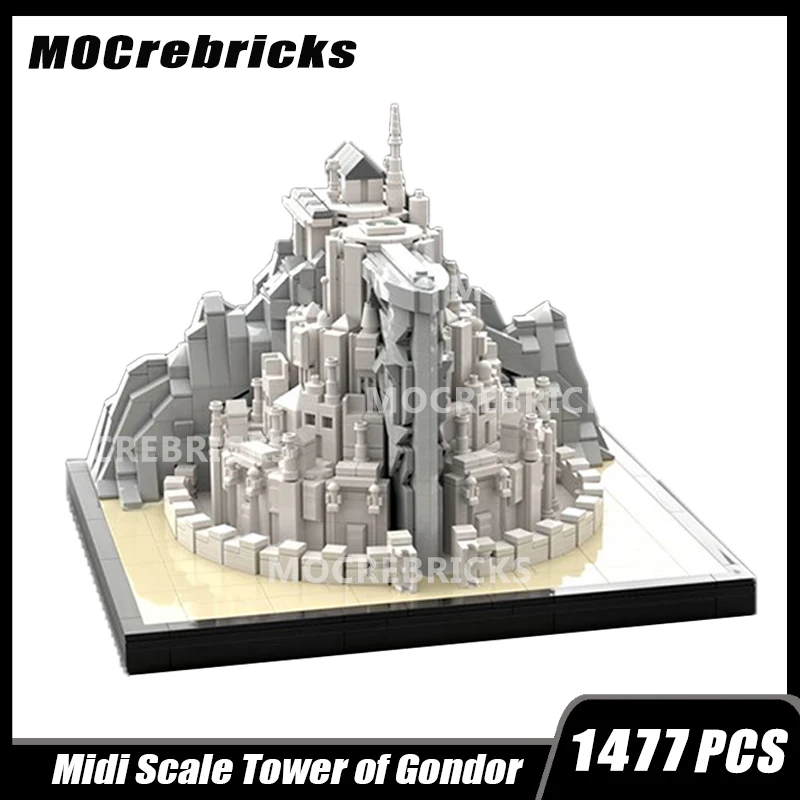 City Streetscape Custom Building Block Model MOC Tower Of Gondor Puzzle Creative Ornament DIY Toy Brick Children's Birthday Gift