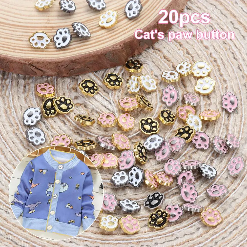 Dollhoues decorazione in miniatura Cat Paw Pattern Craft Mini bottoni fibbie in metallo vestiti per bambole fai da te abbigliamento fibbia per cucire