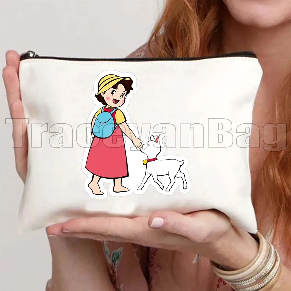 لطيف هايدي مروحة هدية أنيمي الكرتون فتاة الرجعية فيلم فيلم دعونا العودة إلى الطبيعة قماش مستحضرات التجميل ماكياج المرحاض حقيبة مقلمة الحقيبة #3