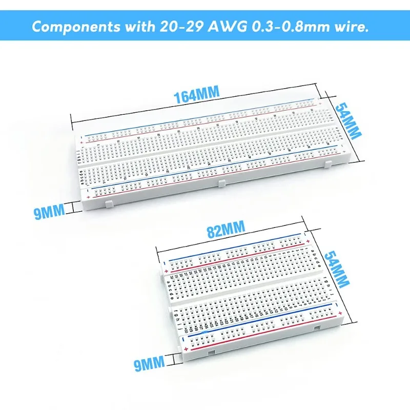 4PCS 400 Points Breadboard 830 points Breadboard kit MB-102 Solderless PCB test Board 400 Hole Breadboard MB102 Test Develop DIY