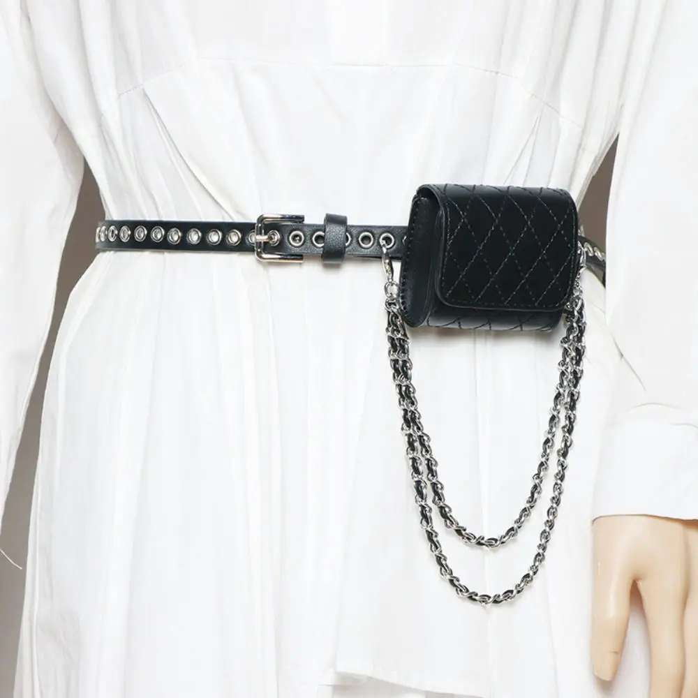 الموضة الكورية نمط المرأة الخصر حقيبة بولي Silver حزام الفضة الخصر حقيبة ريترو حقيبة صغيرة المرأة حقيبة بحزام الإناث #1