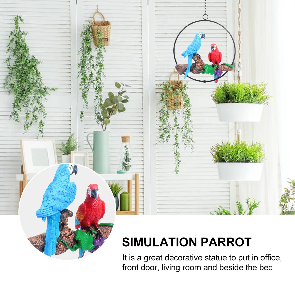 

Simulation Parrot Hanging Ornament Realistic Resin Craft for Wall Garden Home Decor Macaw Bird Decoration Simulation Parrot