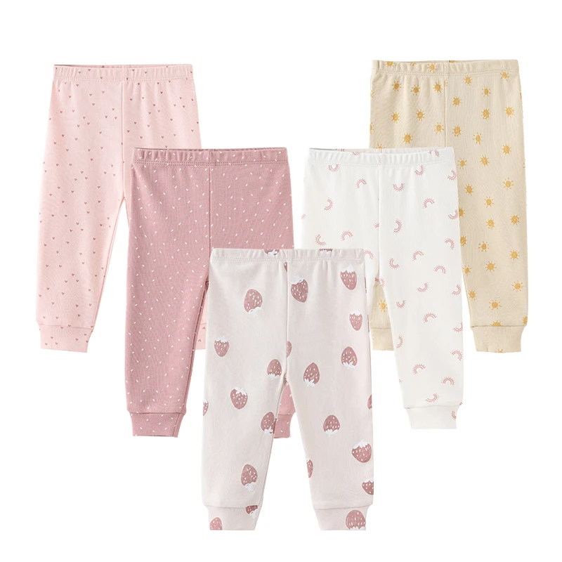 2023 New Born Cartoon Pants 3/4/5Pieces Soft Cotton Baby Boy Trousers 0-24M Four Seasons Print Baby Girl Pants Bebes