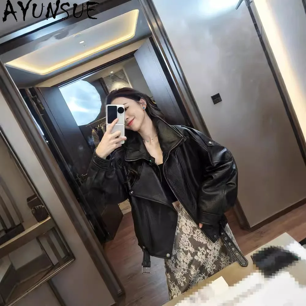 AYUNSUE Echt Leren Jas voor Vrouwen 2025, Lente Herfst Kleding Echte Schapenvacht Damesjassen Koreaanse Mode Jaqueta De Couro