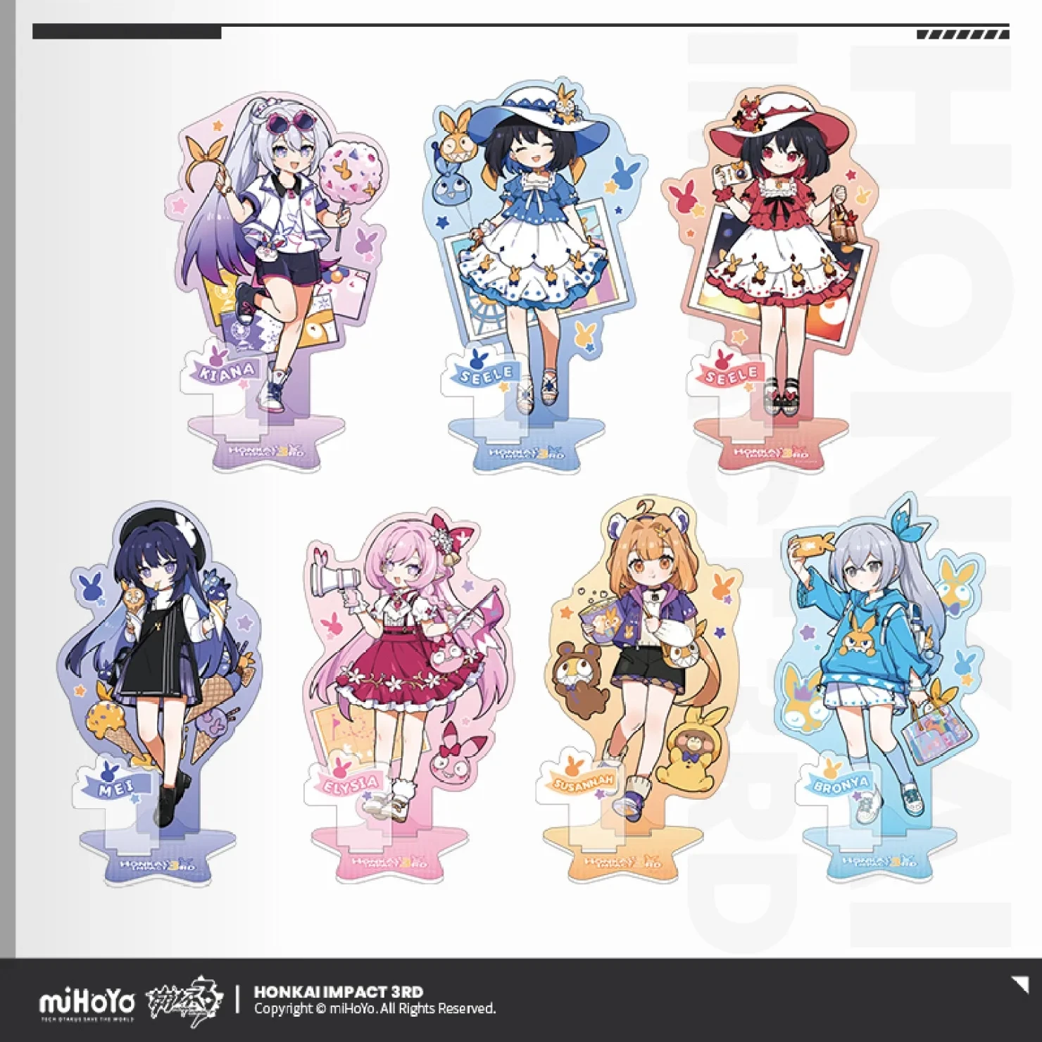 MIHOYO Genuine Acrylic Stand Game Honkai Impact 3 Cosplay Figure Amusement Park Kiana Seele Mei Cartoon Statue Anime Accessories