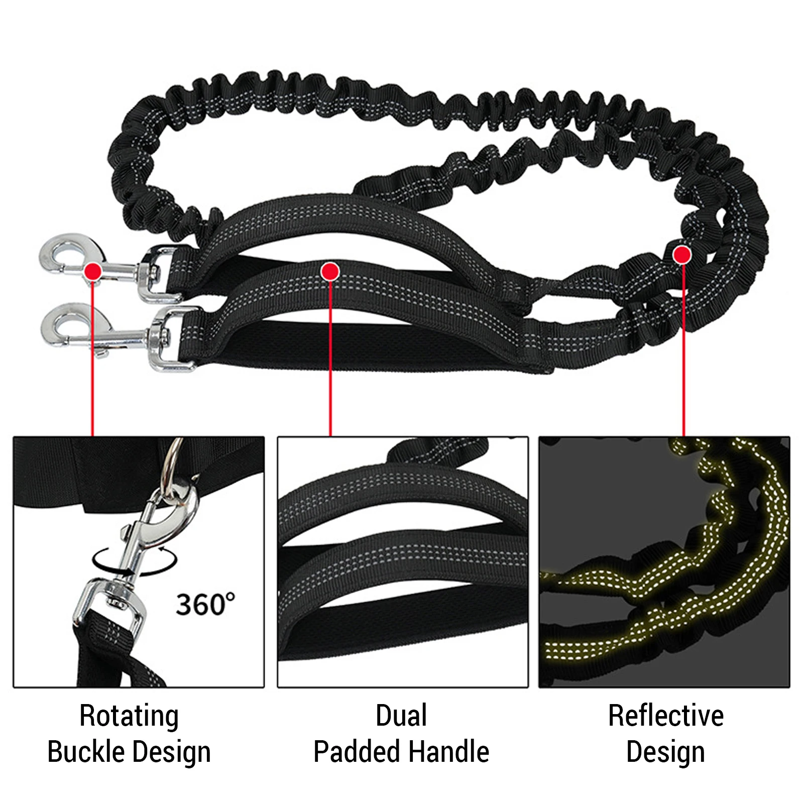 Hands  Dog Leash Retractable Bungee Leash with Waist Bag for Dog Training Walking Dog Leash with Wist Bag