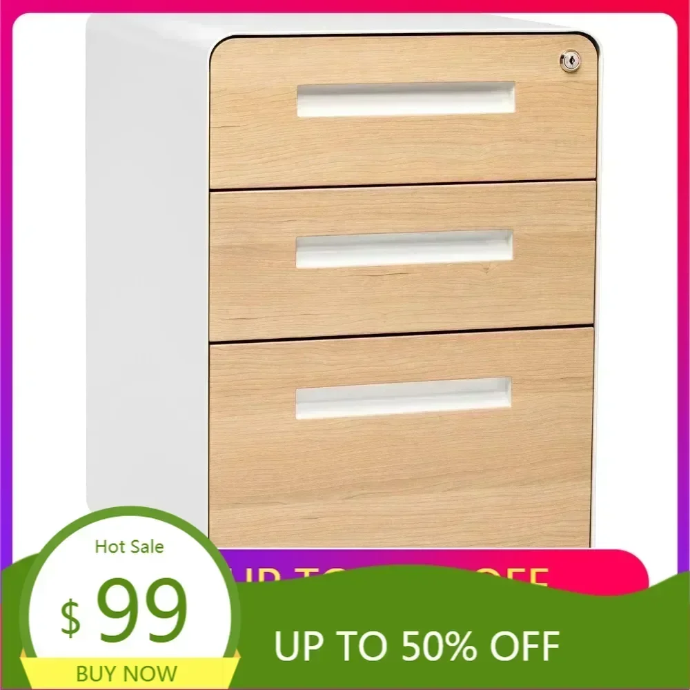 

Металлический шкаф для документов Stockpile с 3 ящиками и замком – подстольный, для форматов Legal/Letter, на колесиках, с ручкой