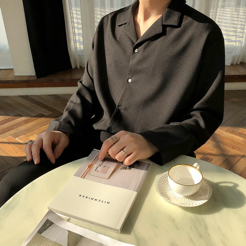 

MRCYC Autumn Men's Spwear Collar irt Trendy Youth Casual Versatile Long Sve Polyester Blend Faionable Outerwear