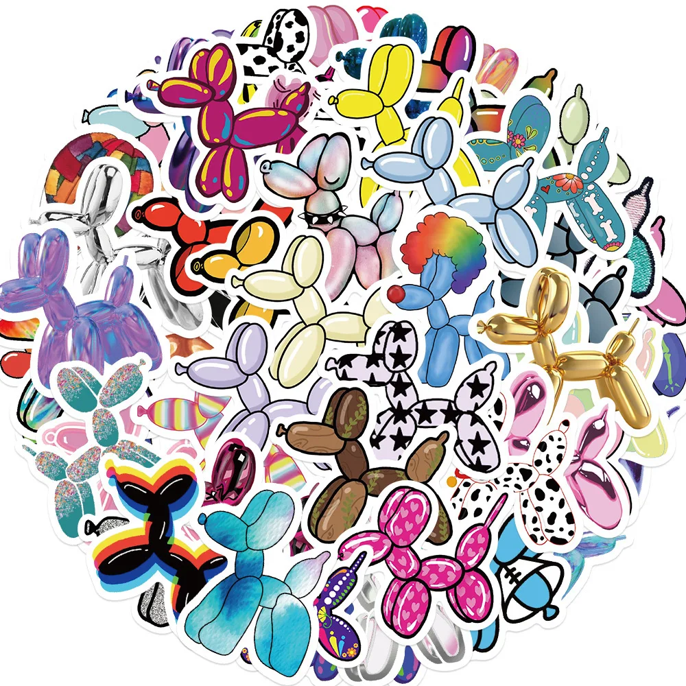 

10/30/50Pcs Creative Rainbow Balloon Puppy Stickers DIY Guitar Phone Laptop Suitcase Water Cup Skateboard Waterproof Stickers