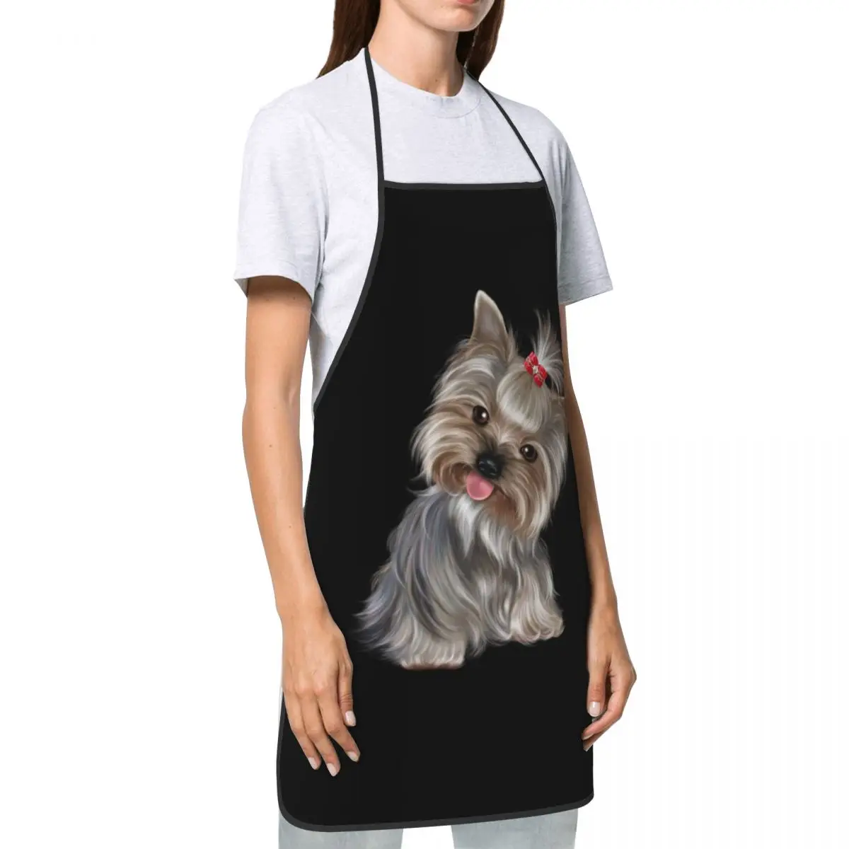 Custom Funny Yorkshire Terrier Bib Apron Women Men Unisex  Chef Cute Yorkie Dog Tablier Cuisine for Cooking Baking Gardening