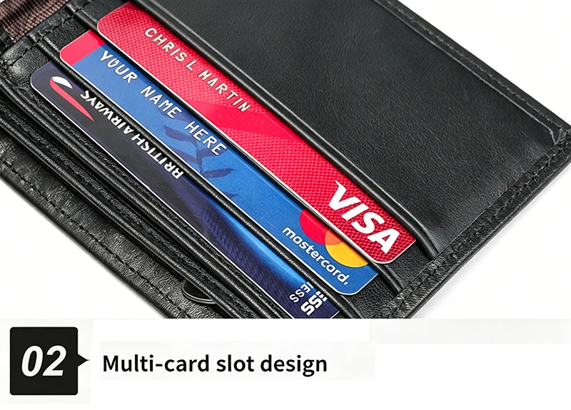 Herren Kurze Bifold-Geldbörse 100% Oberste Rindslederschicht Handgefertigte Lässige Männer-Geldbörse Modische Münz- und Kartenbörse – Detail 7