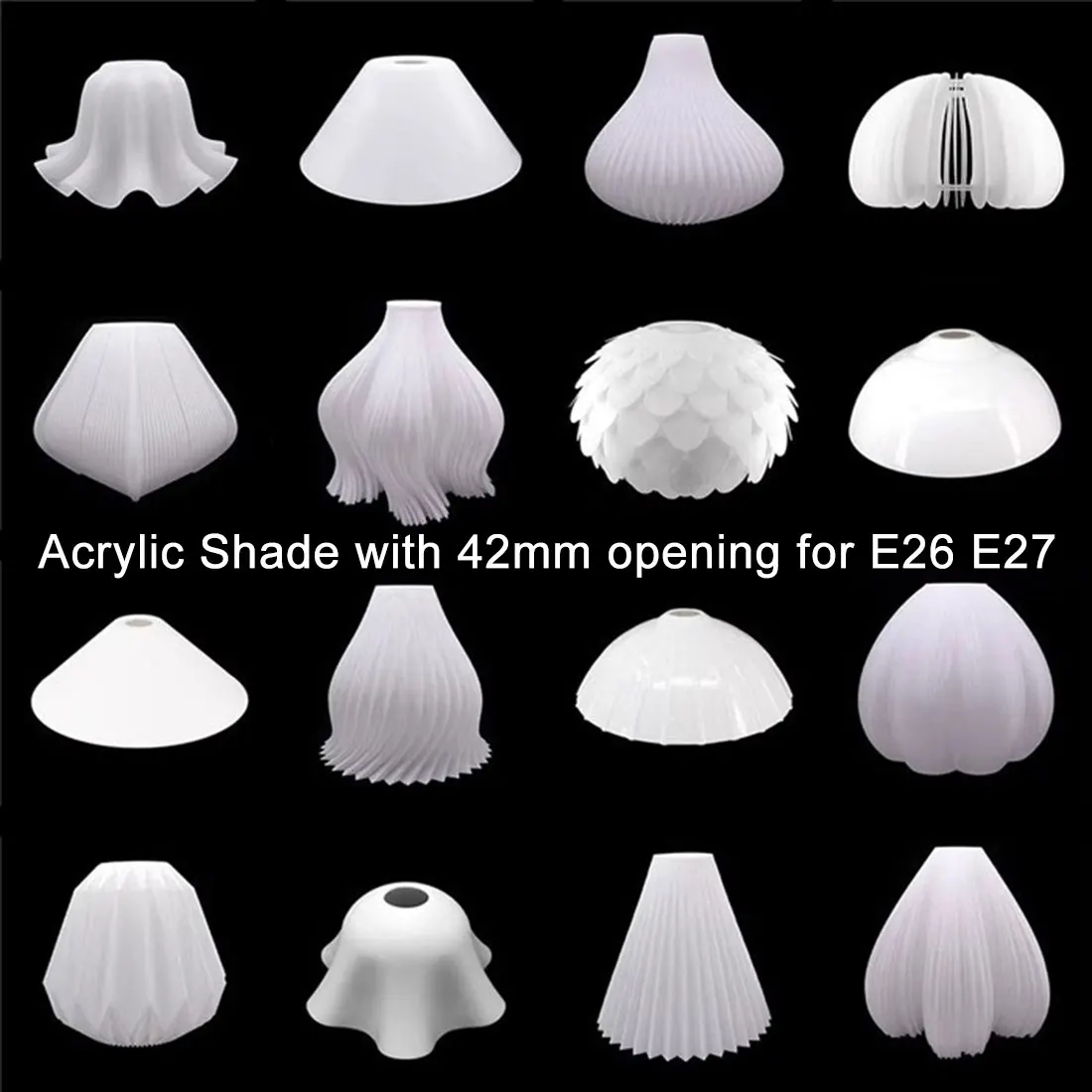 

Industrial White Acrylic Lamp Shade E27 Plastic Lampshade Replacement PP Irregular E26 Bulb Cover for DIY Art Lighting Design