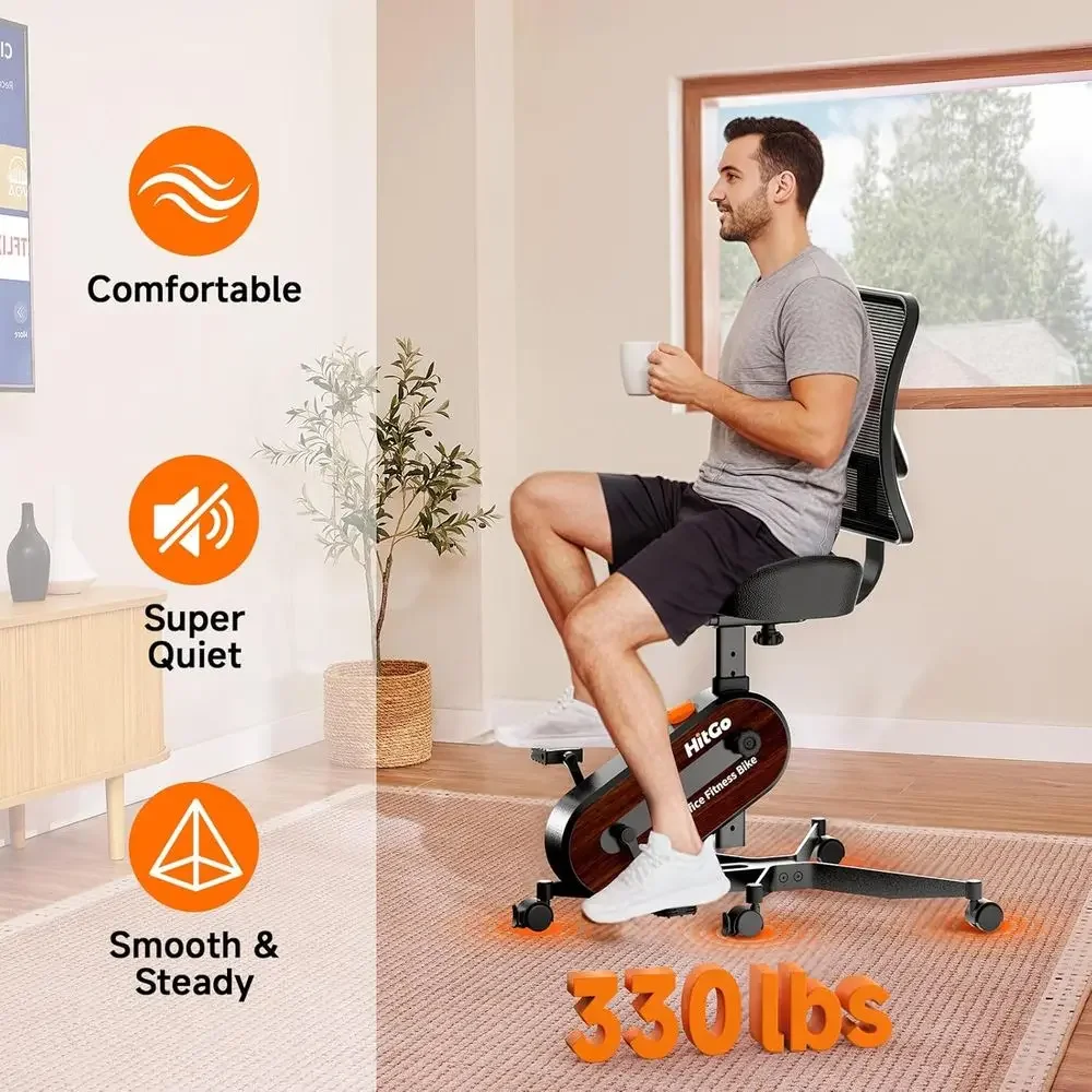 Heavy-Duty Desk Exercise Bike, 330 lbs Capacity, 9-Adjustable Seat, 8-Level Tension, Quiet for Home or Office view 2