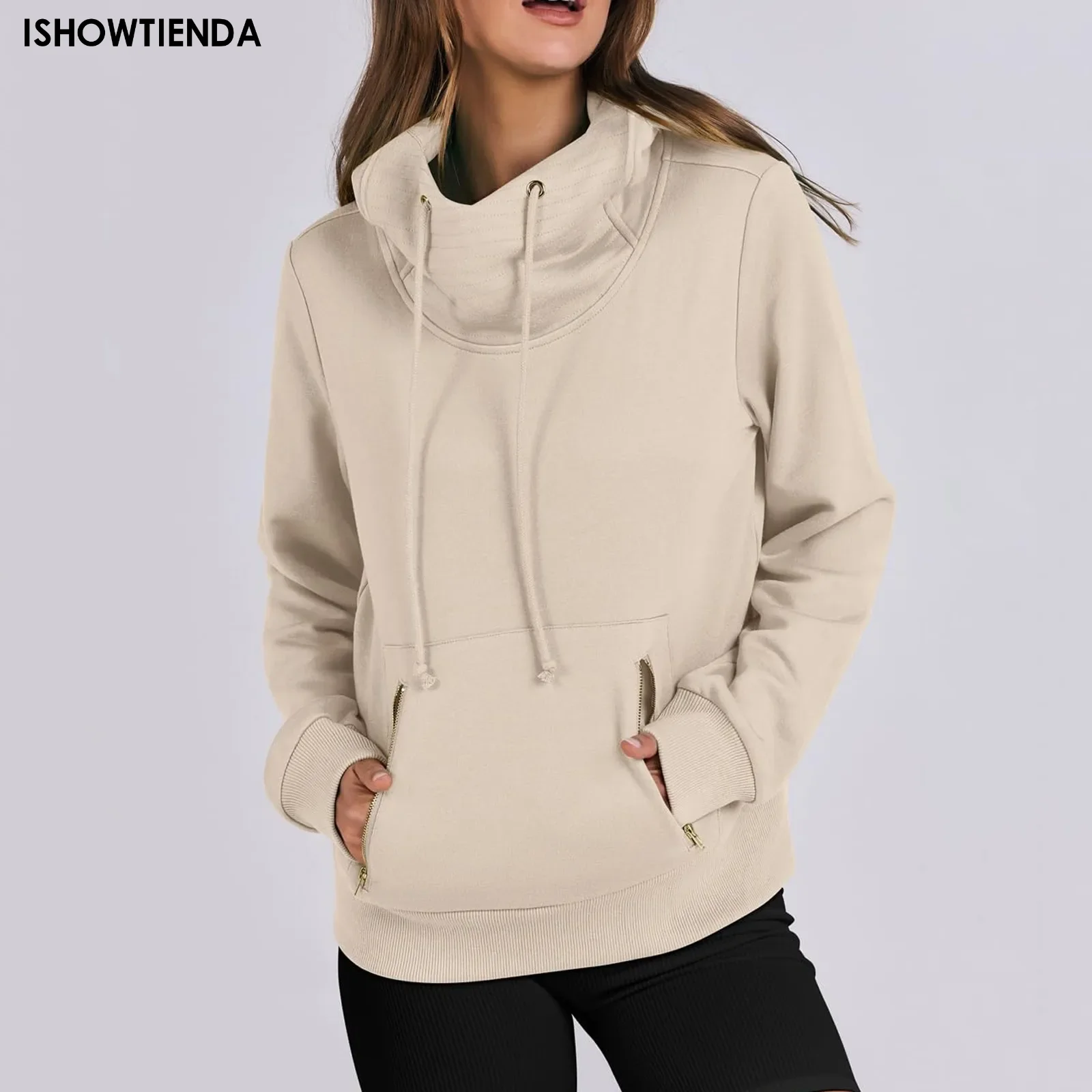 

Solid Color Casual Hoodie For Female Pocket Hoodies Sweatshirts All-match Street Clothes Womens Unisex Pullovers Sweatshirts