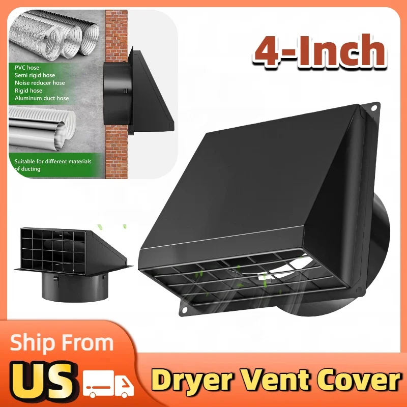 

4-дюймовая крышка вентиляционного отверстия для сушильной машины, внешняя крышка вентиляционного отверстия из углеродистой стали, настенное крепление, экстрактор, вентиляционная крышка для сушилки для дома