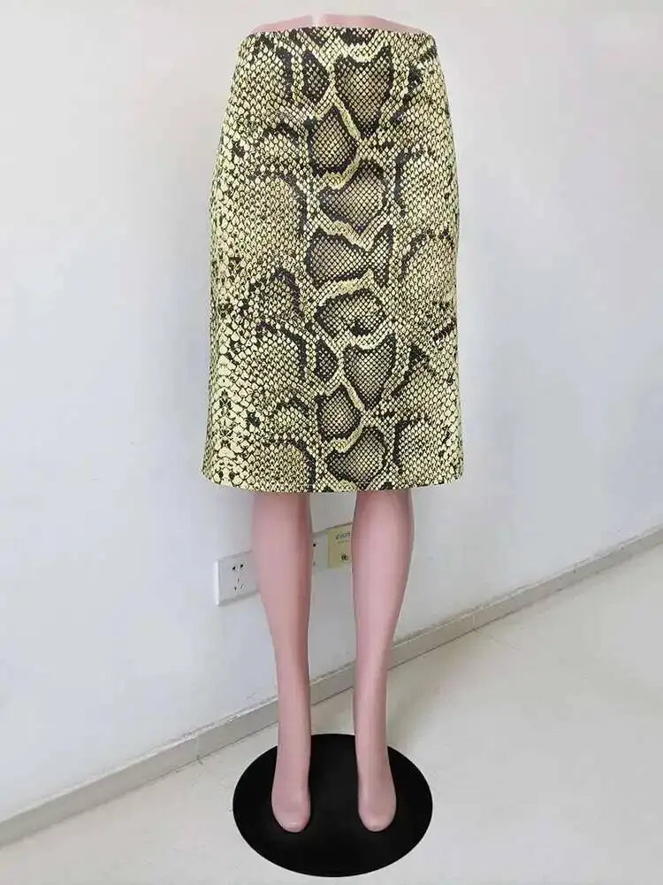 Gonna dritta con motivo serpente alla moda per donna Gonna lunga sottile a vita alta Gonna femminile streetwear calda Estate nuova