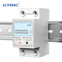 Compteur d'énergie électrique GTRIC 2P monophasé LCD affichage numérique montage sur Rail DIN compteur électrique à 2 fils wattmètre AC 230V 50Hz 1