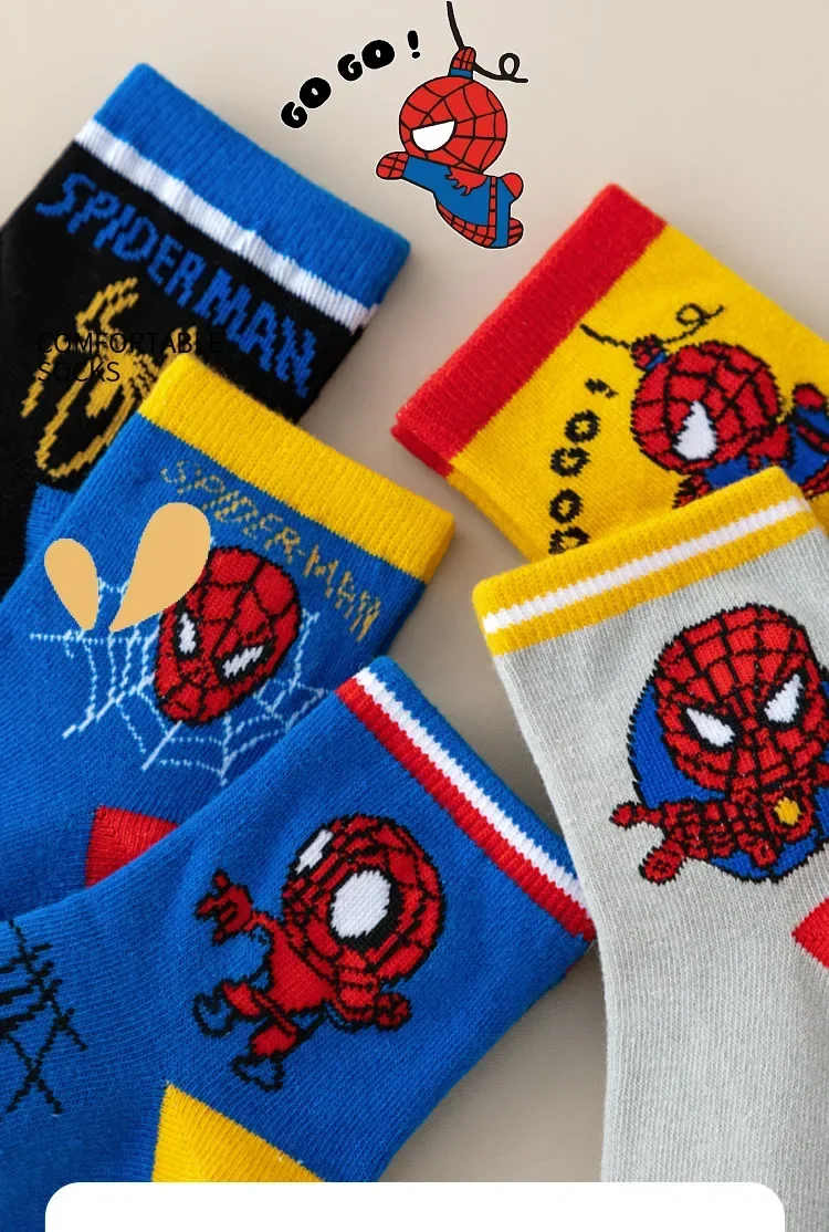 5 Paar Herbst-Kinder-Socken, Kawaii, weiche Anime-Socken, Kinder-Jungen-Socken, mittelhohe Cartoon-Babysocken, 1-12 Jahre, Weihnachtsgeschenk – Detail 2