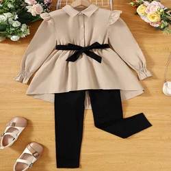 Two Piece Spring And Autumn Girl Big Boys And Girls Long Sleeved Shirt Long Pants Casual Cute Polyester Comfortable Fashion Set