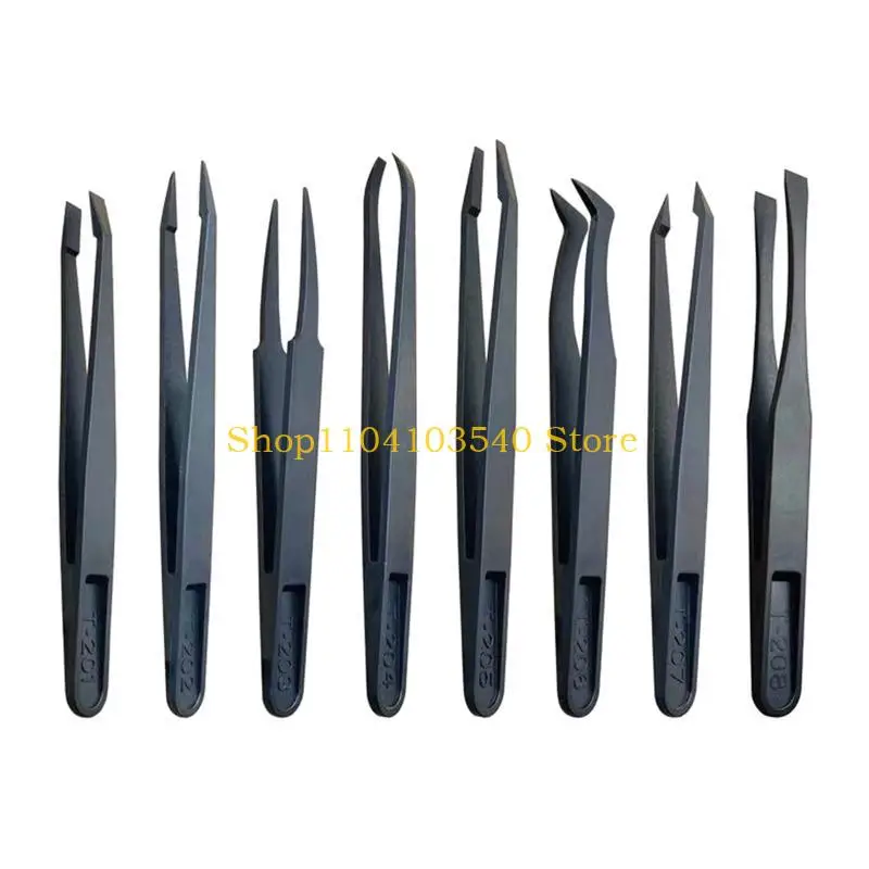 

02DC Anti-static Tweezers Plastic Carbon Fiber DIY Tweezers Nail Beauty Industry for Electronics Jewelry Making Repair