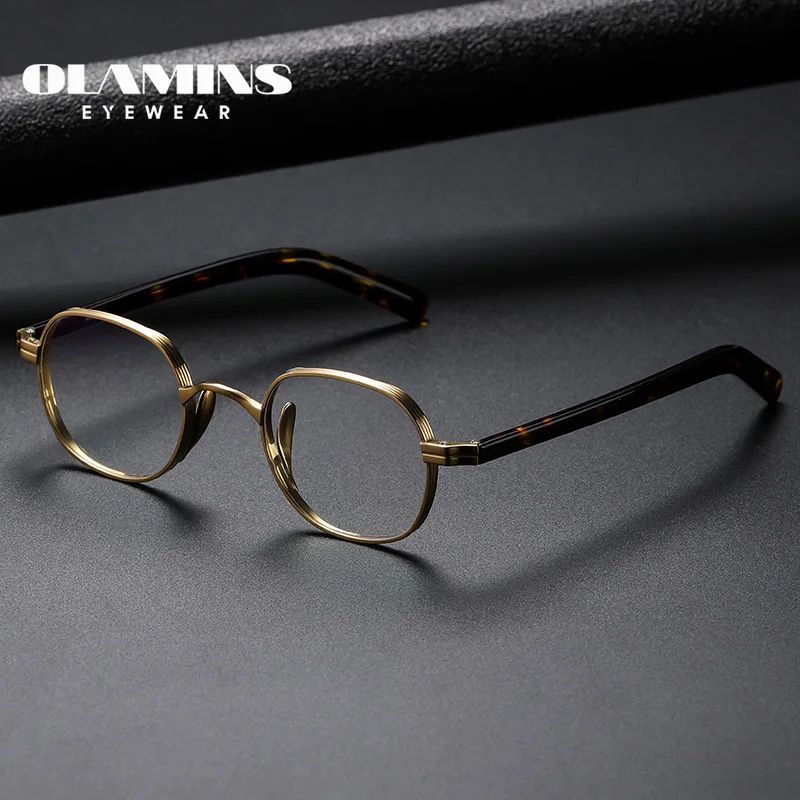 

OLAMINS Pure Titanium Frame Women Men Titanium Material Glasses Retro Square Optical Eyeglasses Lightweight Spectacle Frame