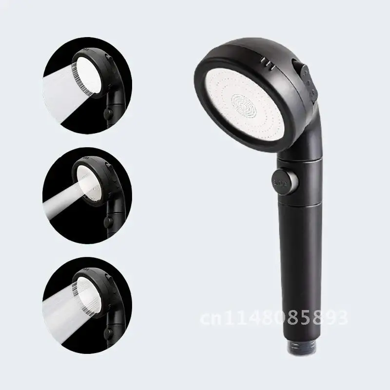 ZhangJi 3 Modes Adjustable SPA Massage Stop Button Shower Head High Pressure Anion Filter Rainfal Shower Nozzle Black Bathroom