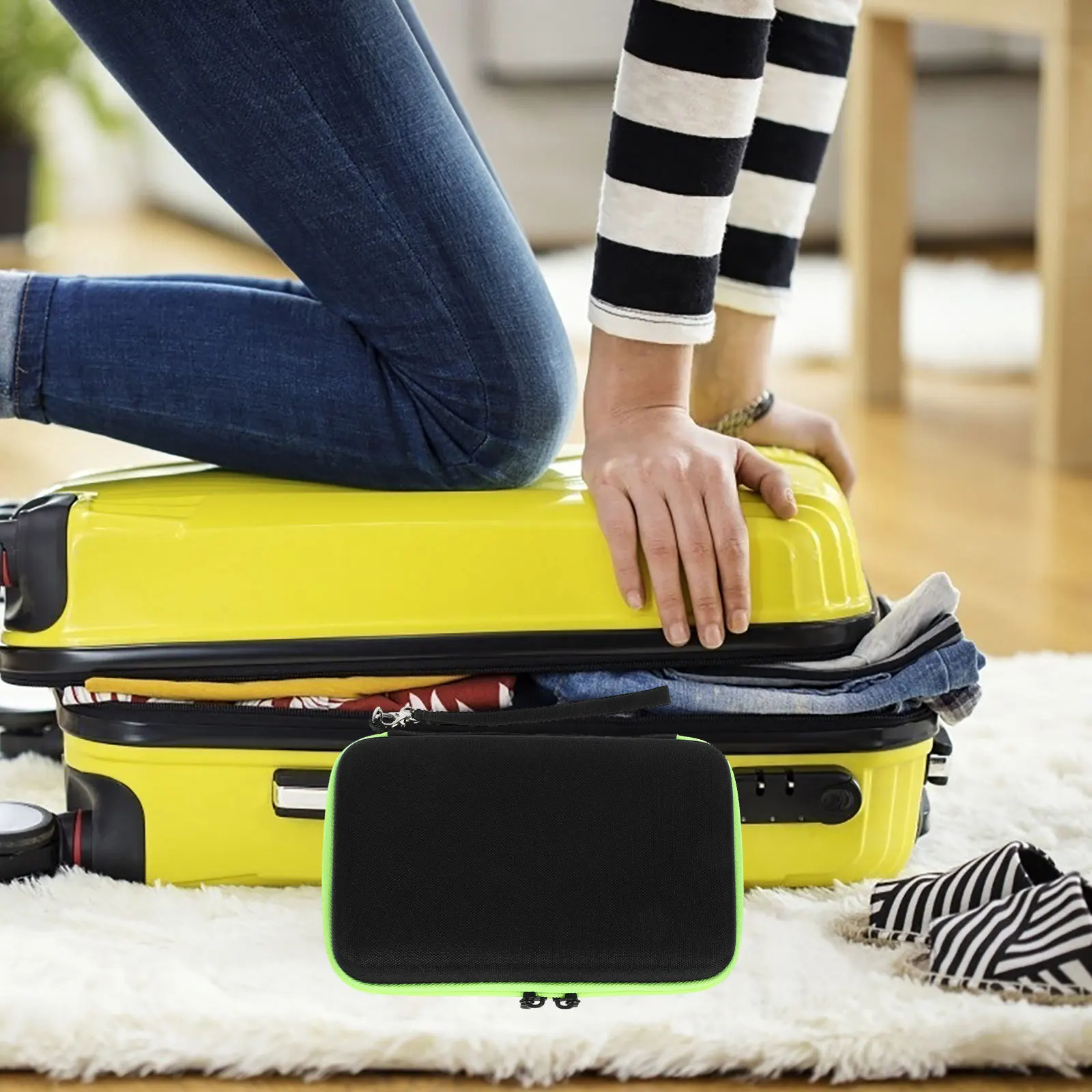 صندوق حماية ماكينة الحلاقة مقاوم للضغط بسحاب أخضر إيفا لـ Qp2530 2520 حامل ماكينة الحلاقة المحمولة للسفر