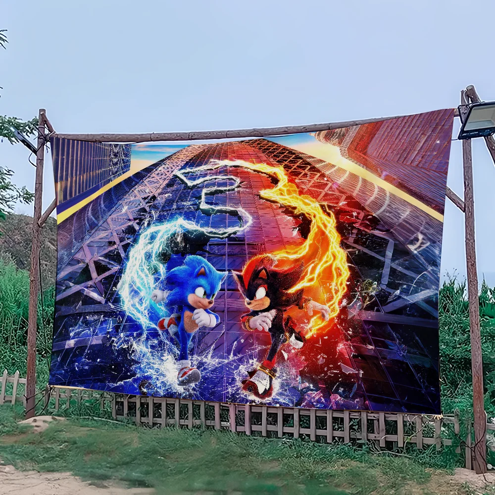 علم الفيلم لنزهة القنفذ H-S-Sonic Art Home Decoration 3 لافتة للتخييم في الهواء الطلق