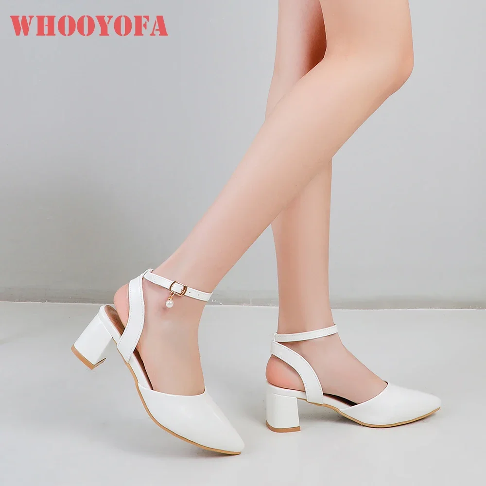 

Brand New Sweet White Green Women Casual Sandals 2 Inch Med Heel Lady Slingback Shoes Plus Small Big Size 31 43 46 50