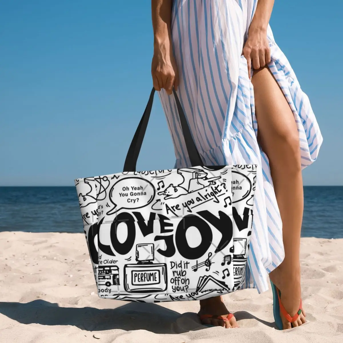 Lovejoy Band Doodle Beach Travel Bag, Tote Bag Retro Shopping borsa a tracolla da viaggio modello Multi-stile