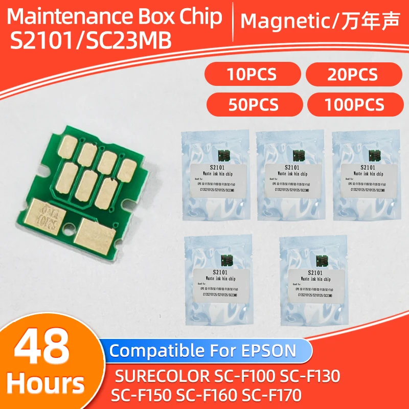 10~100PCS C13S210125 S2101 SC23MB Maintenance Box Tank Chip For Epson SureColor F100 F130 F160 F170 F150 SC-100 SC-F160 SC-F170