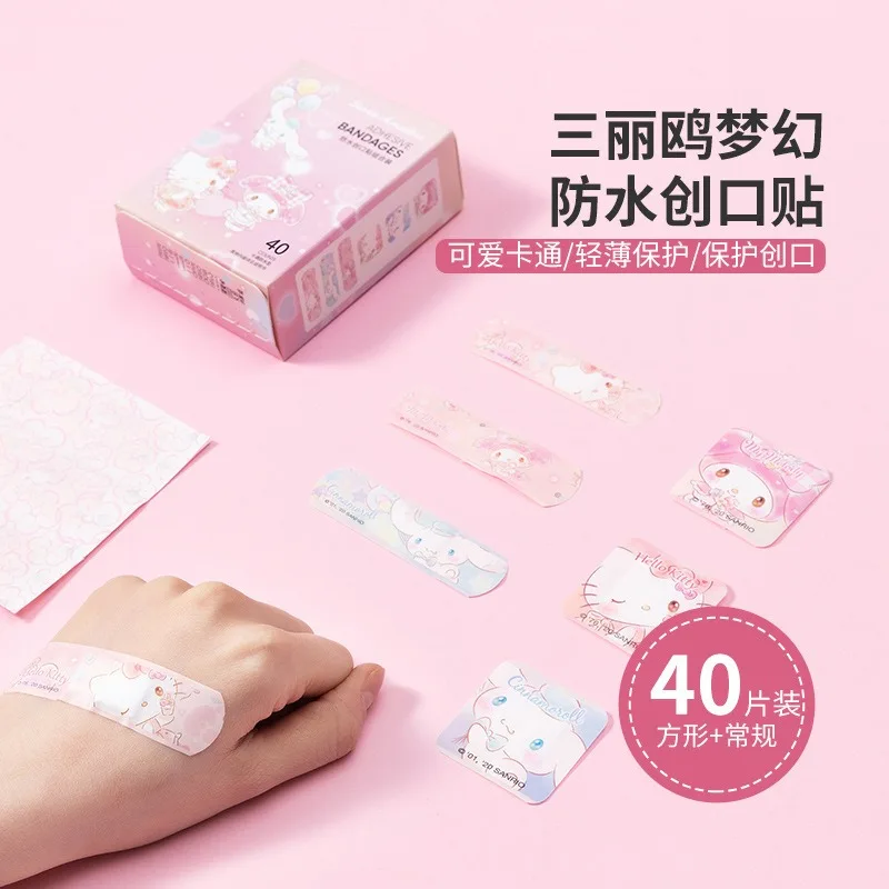 40 Pcs/box Sanrio Hello Kitty Band-aid Ok Bandages Hemostatic Patch Girl Anti-friction Foot Stickers Anime Kids First Aid Patch