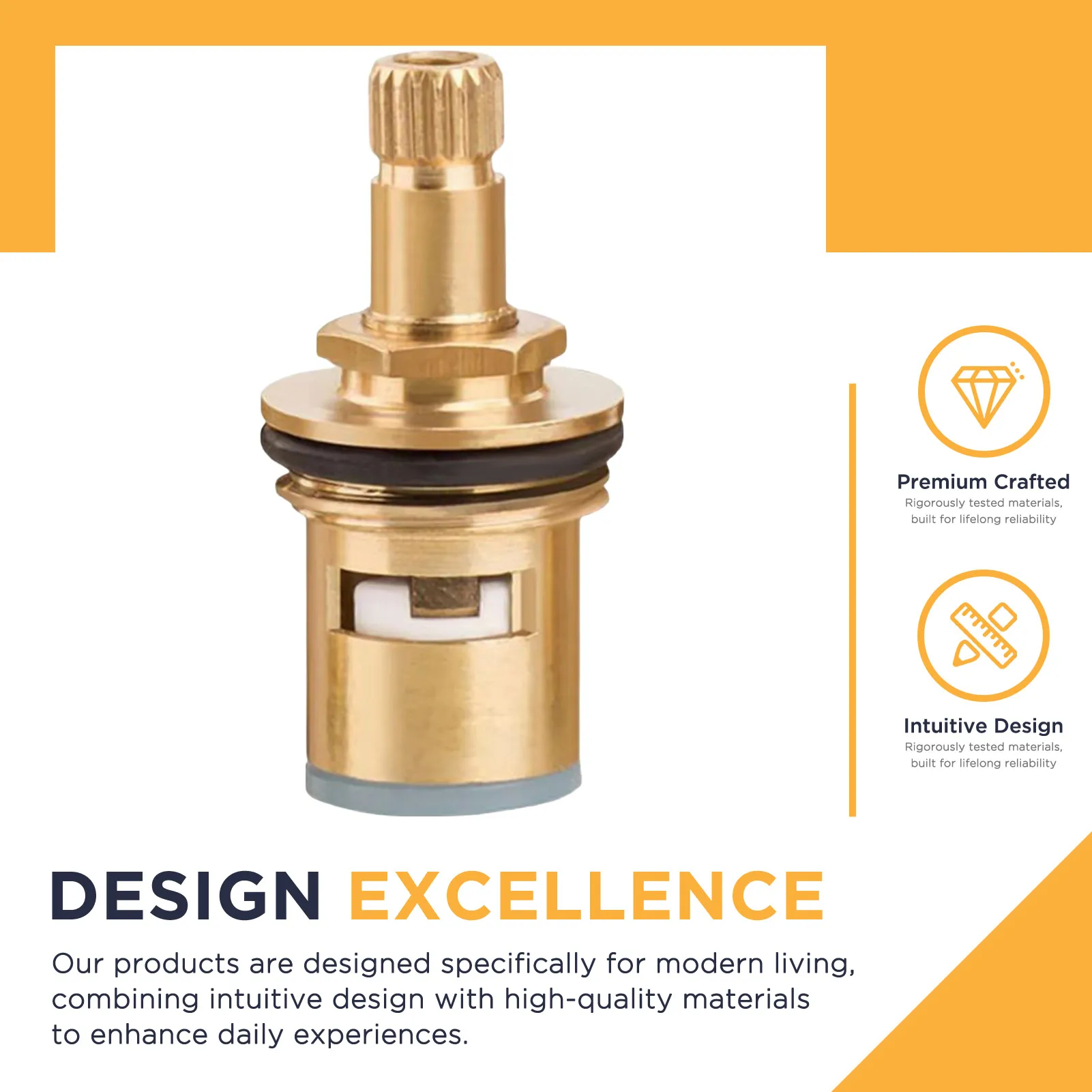 Half Inch Faucet Ceramic Valve Cartridge 1 Piece Brass Quick Open Tap Stem Core for Angle Valve Single Cold and Hot Water Faucet