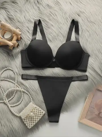 Viomisha Women sexxy Lingerie Set Ladies Soild Color Brassiere Push Up Bra 3/4 Cup Comfortable Intimates Underwear Panty Set S L