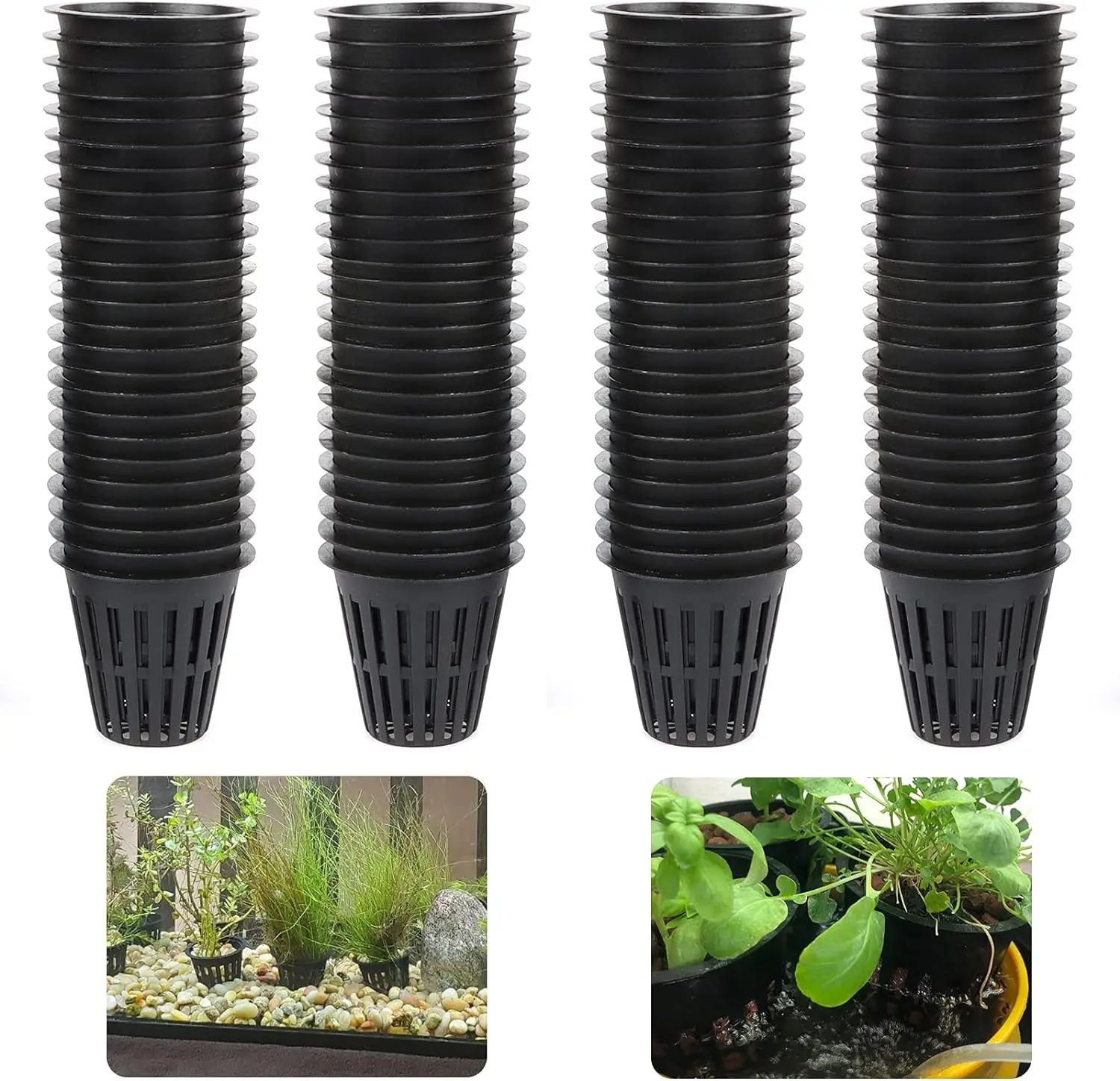 50/100Pcs 2 Inch Garden Slotted Mesh Net Cups Round Net Cups Pots for Hydroponics Slotted Mesh Garden Grown Netted Baskets