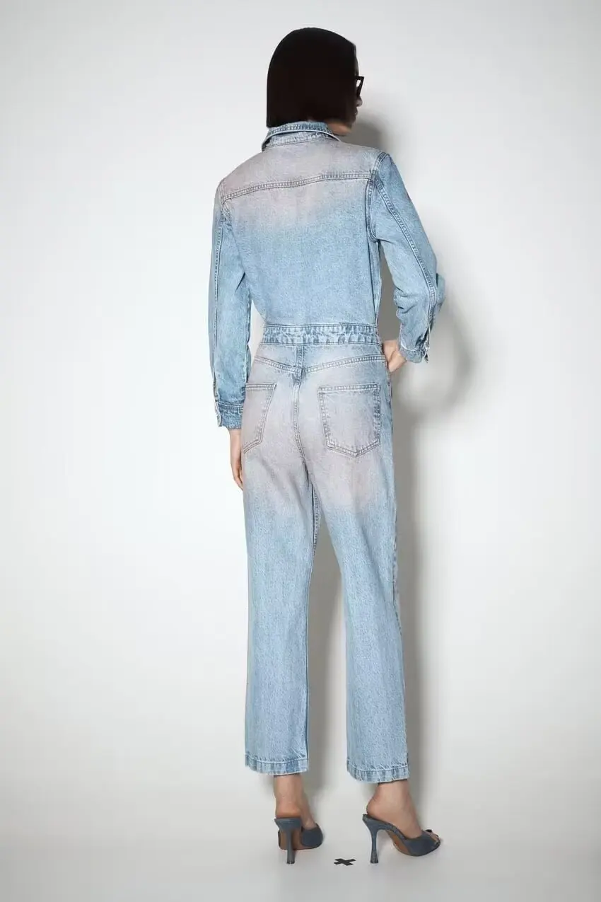 Fall 2024 New Wind Women's Overall Jeans High Waist Wide Leg Pants Tassel Detail Long Pants Original Design Pink Waed