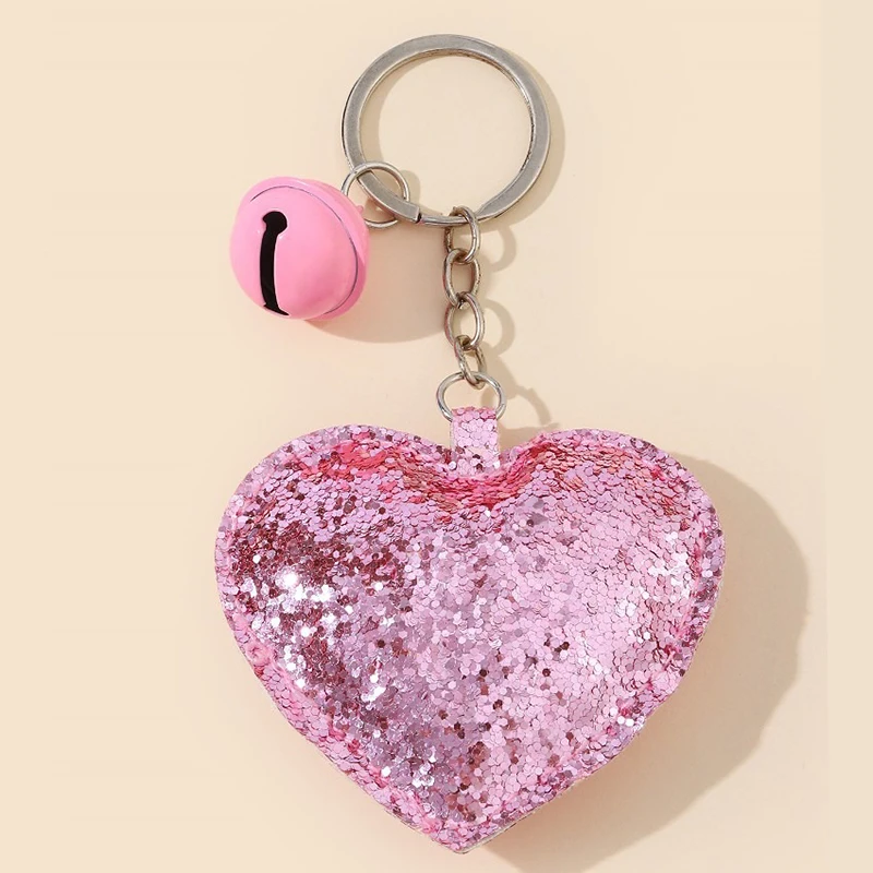 

Sequin Love Heart Car Keychain Cute Cartoon Bag Key Chain Keyring Ornament Bag Purse Charm Accessories Valentine's Day Gifts