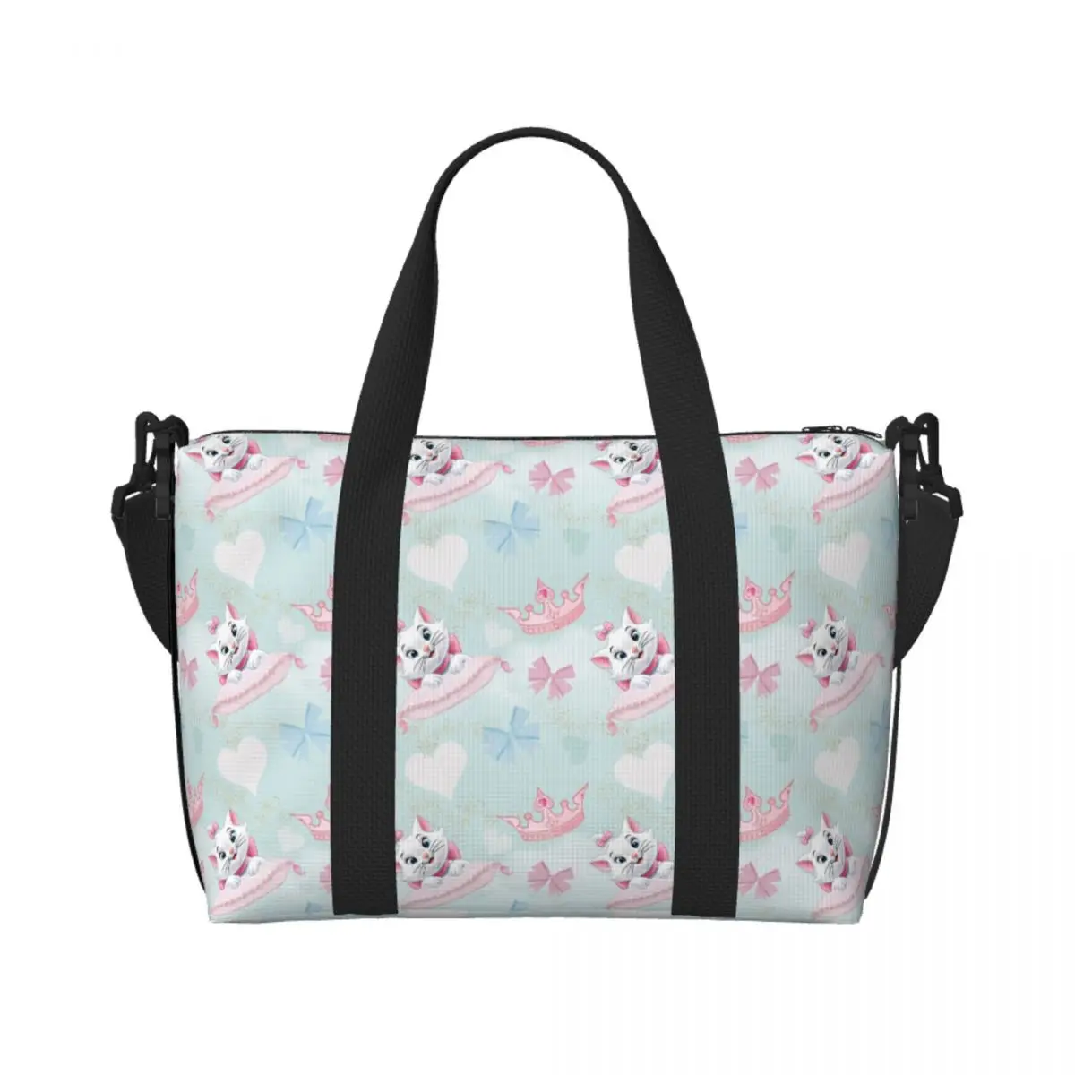 

Custom Cute Cat Maries Kitten Cartoon Beach Tote Bag for Women Extra Large Gym Carry On Animals Movies Travel Shopping Bags