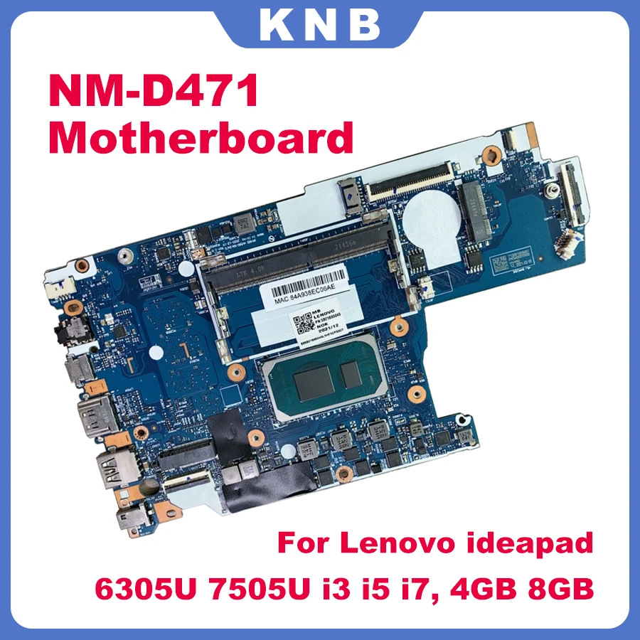 Tested Laptop Mainboard For Lenovo Ideapad NM-D471 Motherboard 3-15ITL6 3-14ITL6 i3-1115G4 i5-1135G7 4GB 8GB RAM