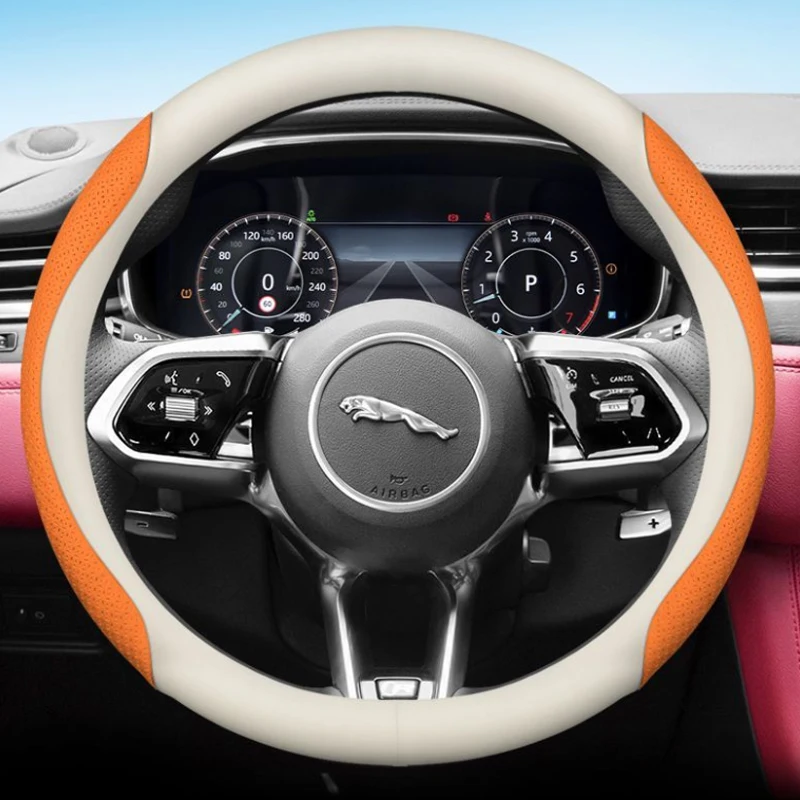 Leather Car Steering Wheel Cover for Jaguar X F S Type XF 250 260 XE XFR E F I Face Xj X350 X351 Xjl Accessories view 4
