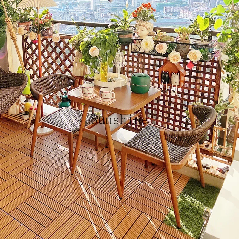 Balcony small table and chair leisure rattan chair three-piece combination one table and two chairs