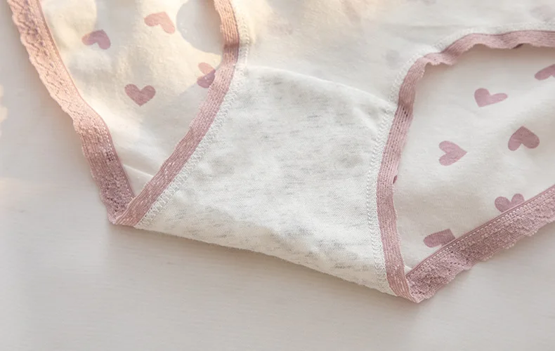 5 Teile/los Nette Liebe Baumwolle Höschen Für Frauen Unterwäsche Druck Panty Mädchen Slip Atmungsaktive Weiche Unterhose Weibliche Sexy Dessous – Detail 8