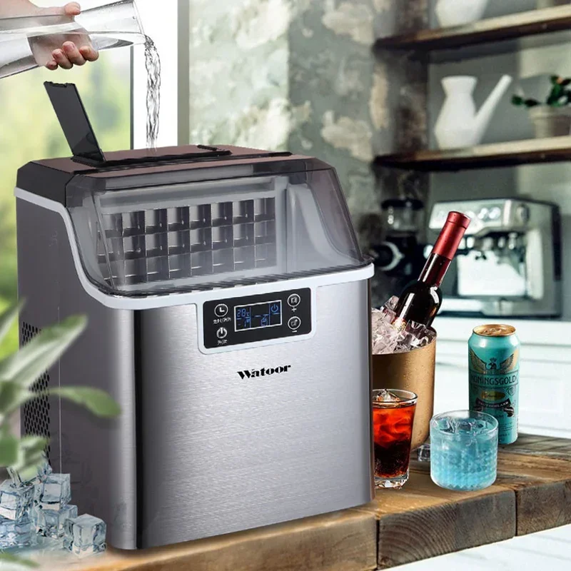 Commercial Ice Maker Automatic English Panel 30kg / 24H Square Shape Ice Cube Maker Reservation Ice Making Machine Bar Cafe shop